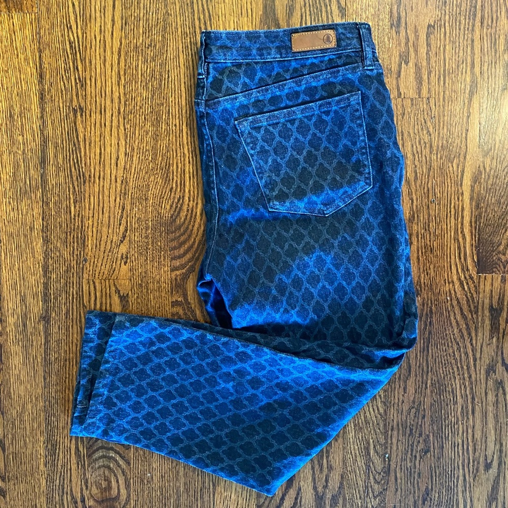 Lands' End Slim Leg Fit 1 Jeans Women's 10 Blue Argyle Mid‎ Rise